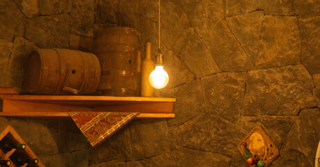 Light bulb in a dark room.