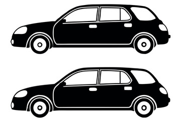 Fototapeta premium Compact car side profile illustration with vibrant colors