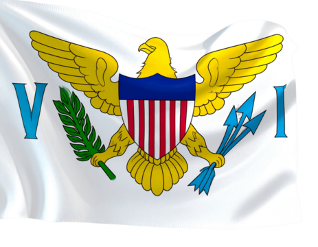  Waving Virgin Islands British Flag with Fabric Texture, isolated on transparent background PNG