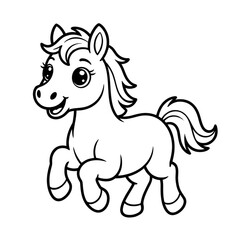 Fototapeta premium Adorable Cartoon Pony Illustration Black Outline on Transparent Background