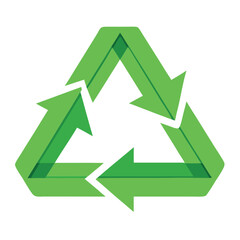 Vibrant green recycling symbol with clean vector lines