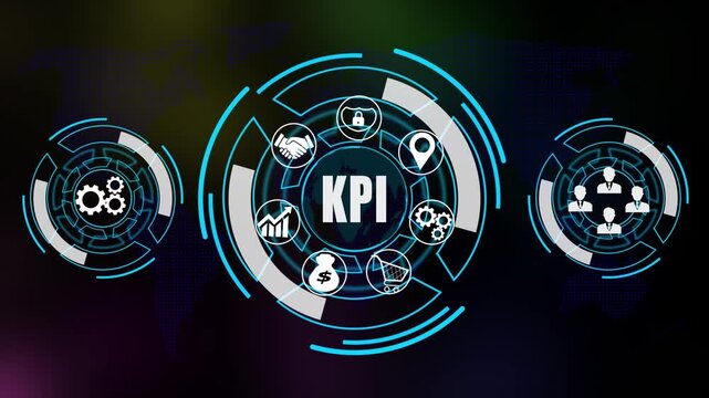 &ldquo;Futuristic KPL Technology Animation Featuring Digital Finance Icons, Data Analytics, Online Banking and Global Financial Network Interface on Dark Tech Background with World Map"