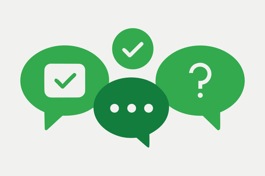 Collection of three green speech bubble icons
