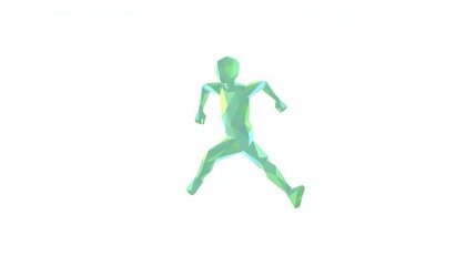 Obraz premium Abstract polygonal figure in running pose, isolated on white background, movement, silhouette