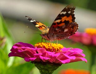 A butterfly on a vibrant pink flower