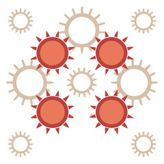 Fototapeta premium Illustration of a virus battling the immune system in a flat design style