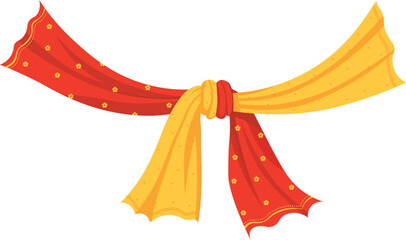 Traditional Indian wedding gathbandhan knot, red and yellow wedding knot for Hindu marriage rituals, perfect for wedding invitation