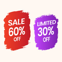 Sale and limited offer labels with discount percentages