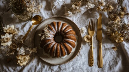 Autumn-themed vintage dessert display