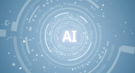 Glowing A I symbol within futuristic circular interface artificial intelligence technology