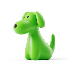 Fototapeta premium Bright Green Cartoon Dog Figurine on White