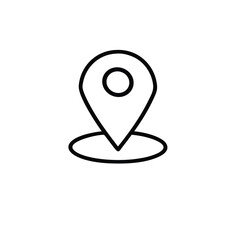 Simple black outline map pin icon isolated on white background