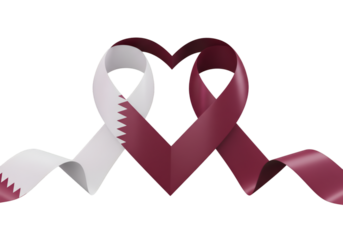 Qatar Flag Ribbon Heart Shape Isolated on a Transparent Background Illustration