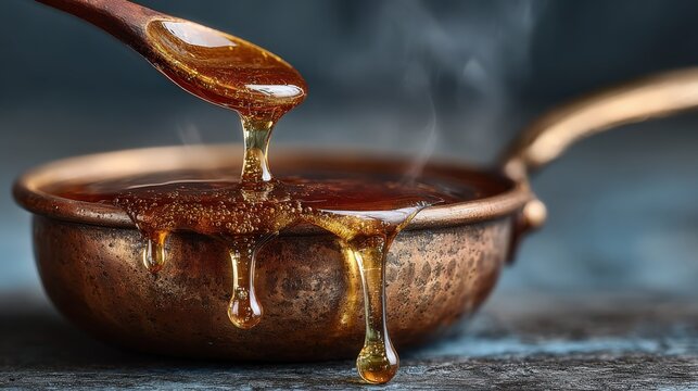 Copper kettle warms organic Vermont maple sap into rich, steamy syrup