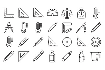 Editable Vector Icons of Academic and Scientific Instruments

