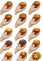Multiple Muffins in Hand Photo With Transparent Background