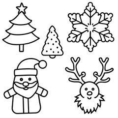 Fototapeta premium line-art-vector-set-of-christmas-holiday-doodles--