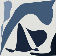 Abstract Organic Shapes Background in Blue Tones – Modern Minimal Art