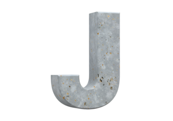 Realistic 3D Render of Concrete Letter J Isolated on Black Background