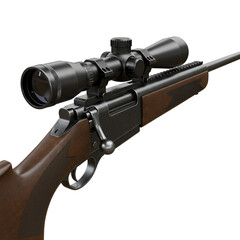 Realistic Detailed Illustration of a Rifle with Scope on Transparent Background
