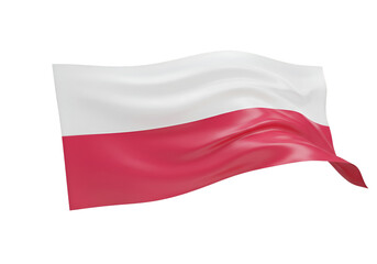 Naklejka premium Realistic 3D Render of Waving Polish Flag on Transparent Background