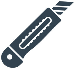 Obraz premium Retractable utility knife solid glyph icon. Box cutter tool with snap off blade vector illustration for office and crafts.