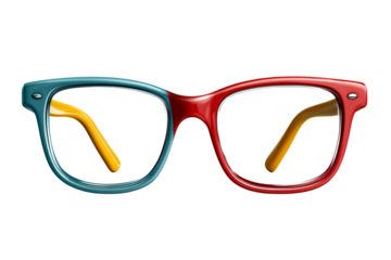 Retro colorful eyeglasses, transparent bg