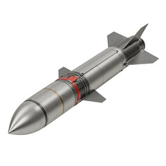Realistic 3D Illustration of a Silver Missile Isolated on Black Background
