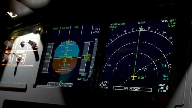 A320 Pilot Side PFD and FMGS as aircraft banks from right to left at height of 8900ft flying at 250 Knots heading 121 deg