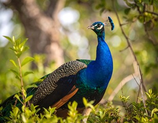Peacock in Lush Green Environment