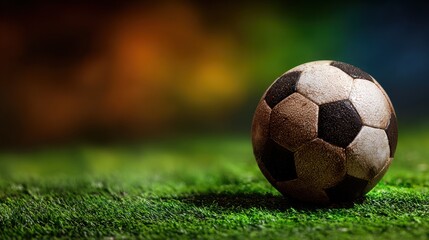 Obraz premium Soccer ball on grass background