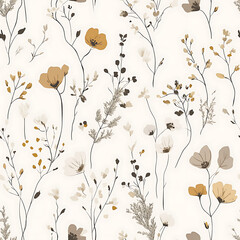 Floral or leaf pattern background suitable for wallpaper, fabric, or decorative design. Soft colors and natural style, ideal for digital and print use.
