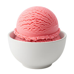 Realistic Isolated Photo of Two Pink Ice Cream Scoops in a White Bowl
