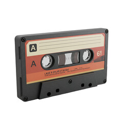 Obraz premium Realistic Cassette Tape Illustration With Red And Beige Color Isolated On Transparent Background