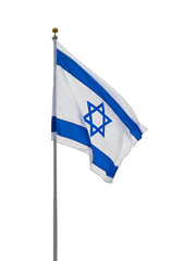 Photo of the Israeli Flag Waving on a Pole Against a Black Transparent Background