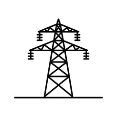 Simple black and white icon of a high voltage electricity pylon
