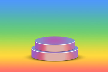 3D Gradient Podium on Blue Green Yellow Background for Product Presentation and Branding