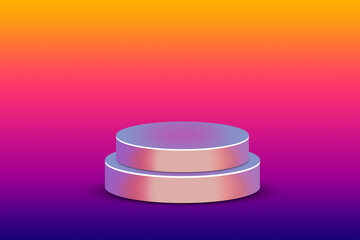 3D Gradient Podium on Vibrant Purple Pink Yellow Background for Product Display and Branding