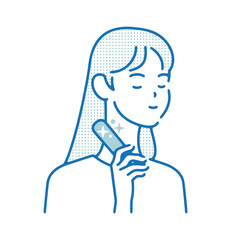 氷のうで冷やす女性のイラスト｜熱中症対策・夏イメージ