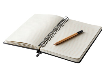 Blank spiral notebook with pencil on surface