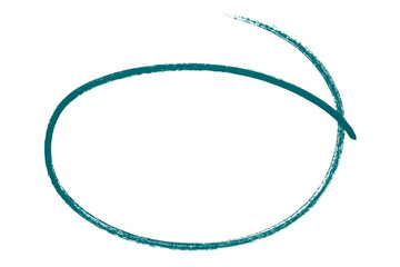 Green pencil highlight circle mark isolated on transparent background