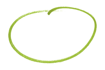 Green pencil highlight circle mark isolated on transparent background