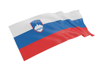 Realistic Illustration Of The Slovenia National Flag Waving On Transparent Background