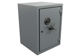 Realistic Illustration of Grey Metal Safe with Combination Lock Isolated on Black Background