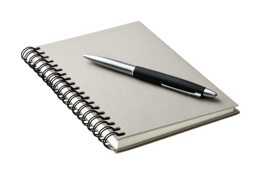 Essential notebook and pen for writing notes
