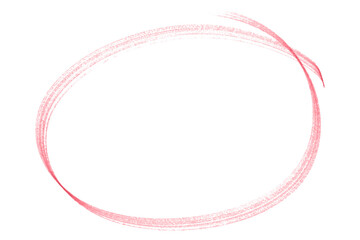 Pink pencil highlight circle mark isolated on transparent background