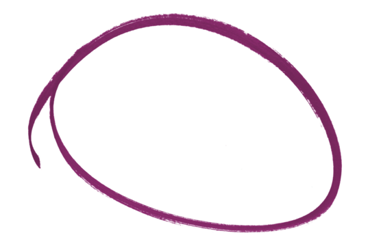 Purple pencil highlight circle mark isolated on transparent background