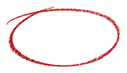 Red pencil highlight circle mark isolated on transparent background