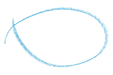 Light blue pencil highlight circle mark isolated on transparent background