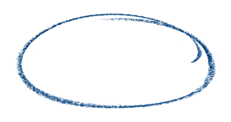 Blue pencil highlight circle mark isolated on transparent background